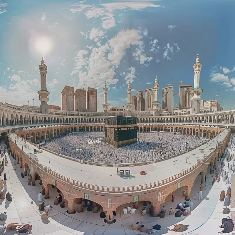 breathtaking panoramic view makkah al mukarramah sacred kaaba stands heart masjid al haram hajj 335527585 2